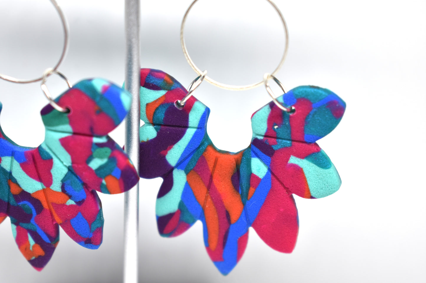 Abstract Petal Cluster Hoop Earrings