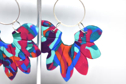 Abstract Petal Cluster Hoop Earrings