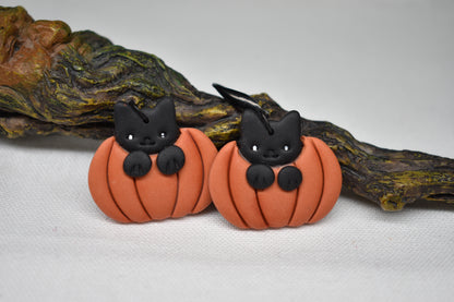 Cats in Pumpkin Earrings