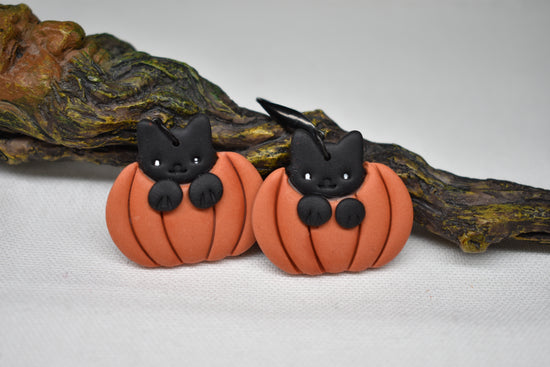 Cats in Pumpkin Earrings