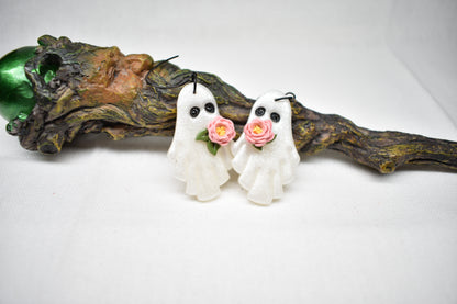 Glitter Flower Ghosts Earrings