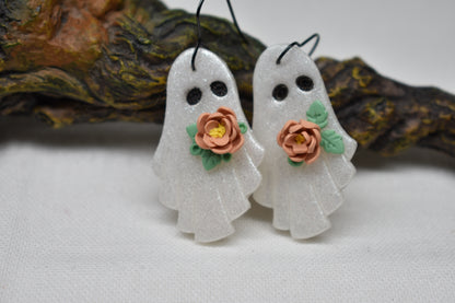 Glitter Flower Ghosts Earrings