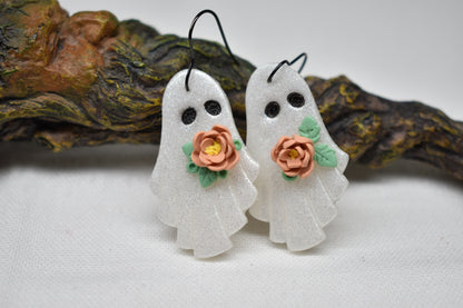 Glitter Flower Ghosts Earrings