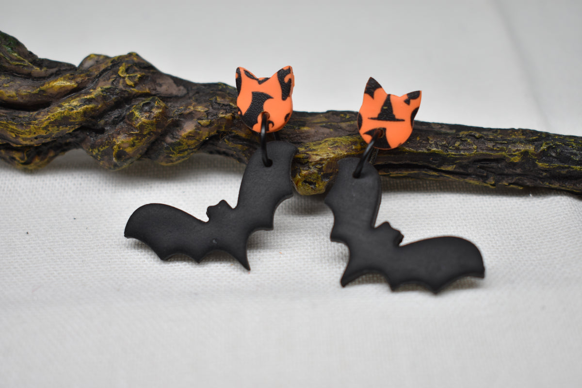 Bat Cat Earrings