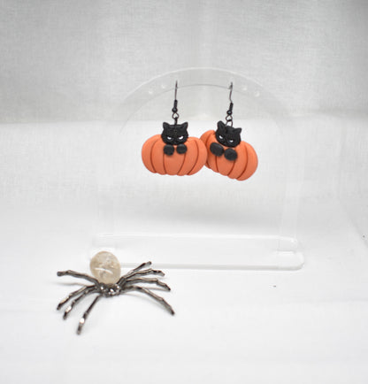 Cats in Pumpkin Earrings