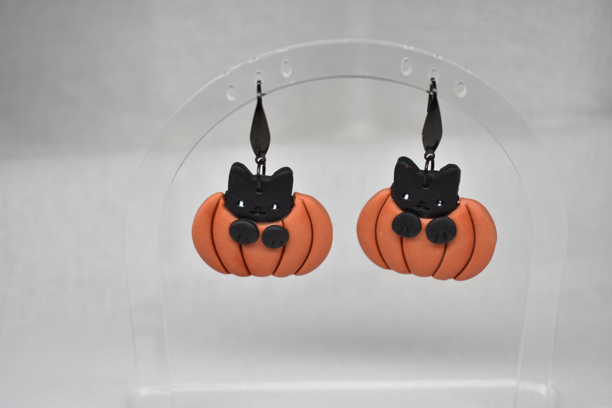 Cats in Pumpkin Earrings