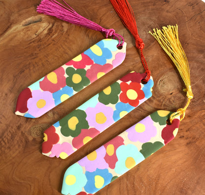 Floral Bookmarks with coloured tassel 