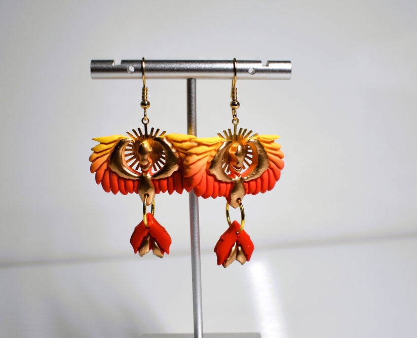 Pheonix Earring on Gold hardware 
