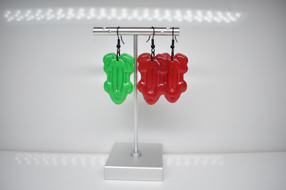 Red and Green Frog Earrings – Handmade Polymer Clay, Aussie Lolly Jewellery