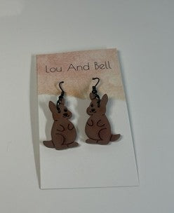 Kangaroo Dangle Earrings – Handmade Polymer Clay, Australian Wildlife Jewellery