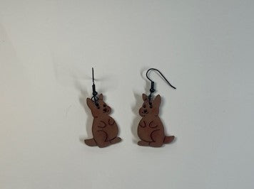 Kangaroo Dangle Earrings – Handmade Polymer Clay, Australian Wildlife Jewellery