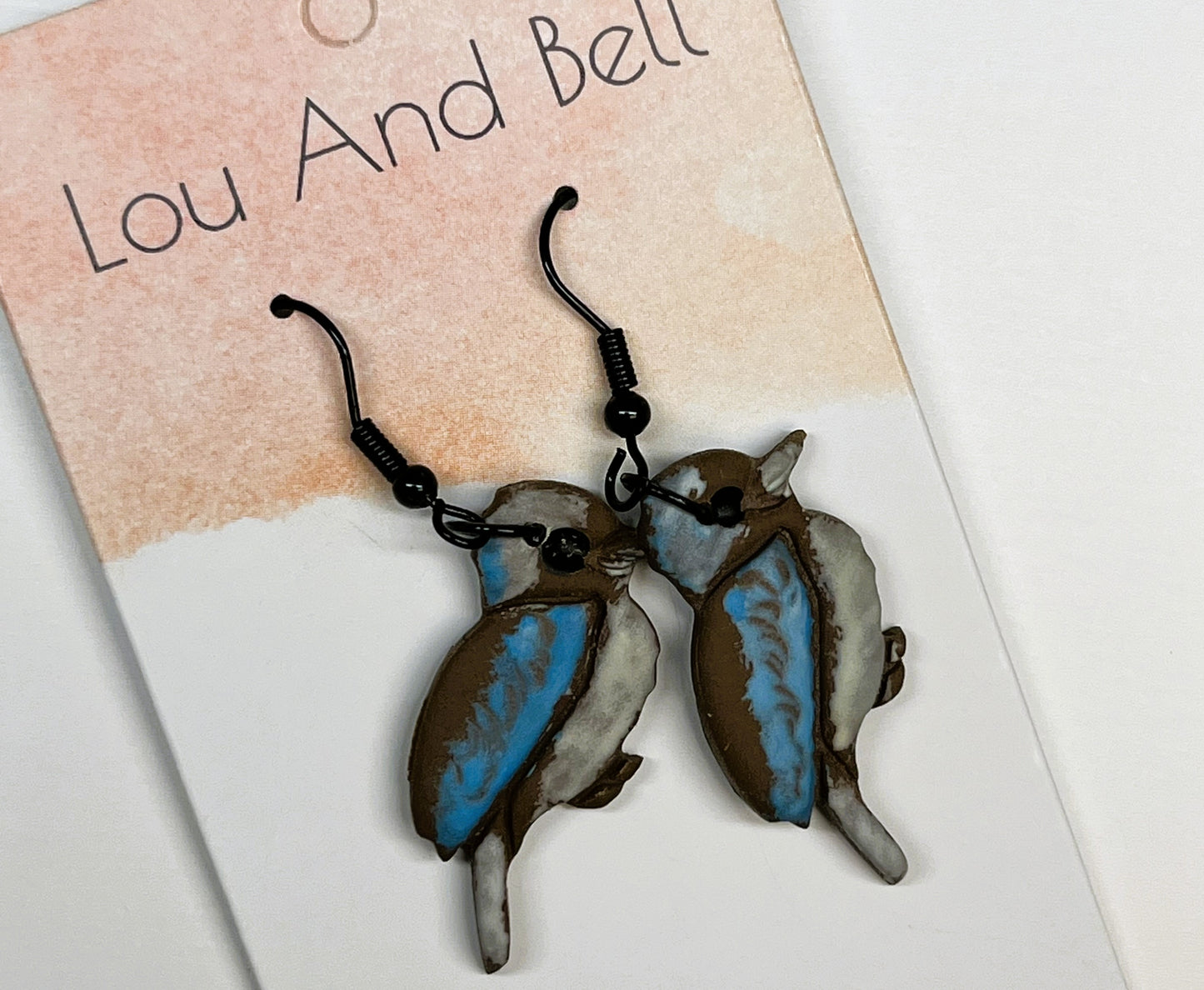 Kookaburra Dangle Earrings – Handmade Polymer Clay, Australian Bird Jewellery
