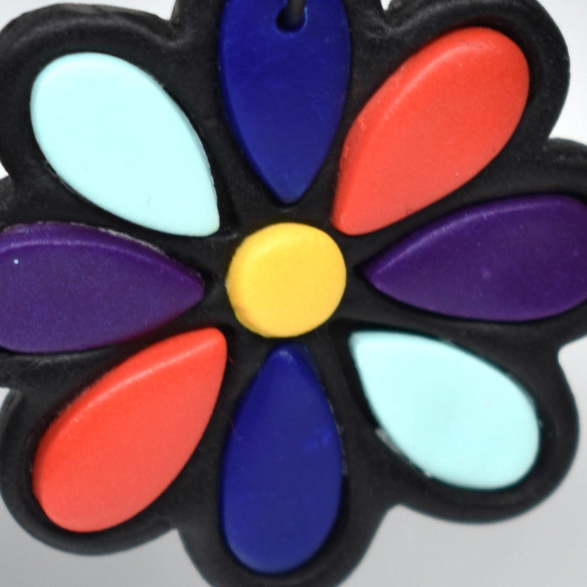 Large Retro Flowers Azure 