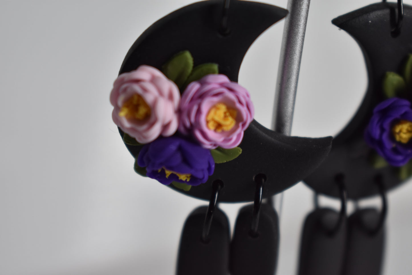 Crescent Moon Floral Earrings