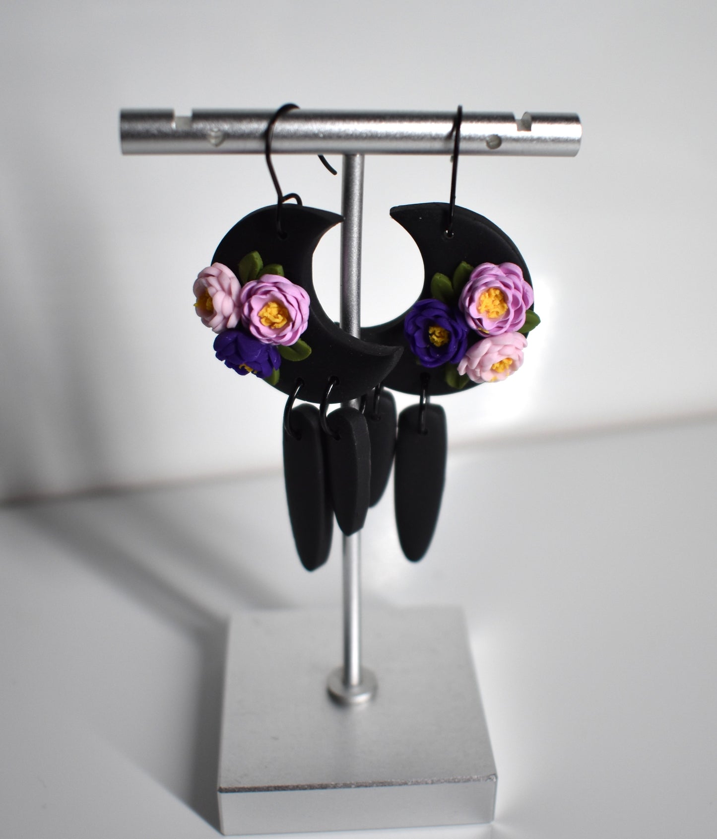 Crescent Moon Floral Earrings