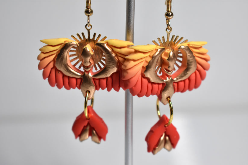 Pheonix Earring on Gold hardware 