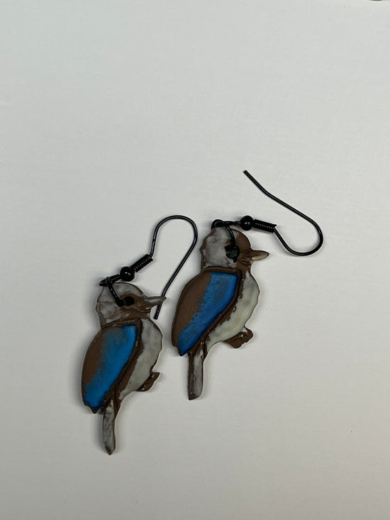 Kookaburra Dangle Earrings – Handmade Polymer Clay, Australian Bird Jewellery